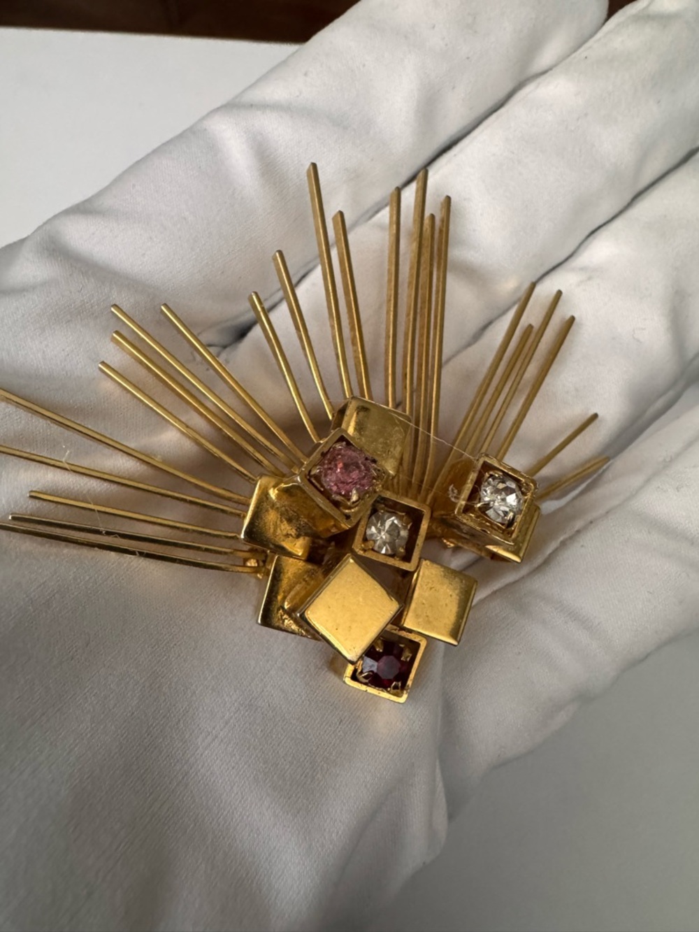 Vintage Brooch Starburst rhinestones starburst Sputnik MCM